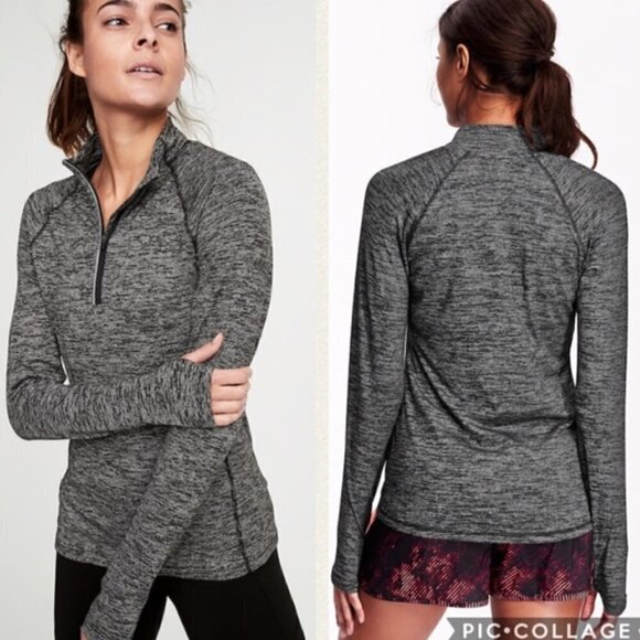 Old Navy Half Zip Running Pullover Soft Black Stripe - Picture 1 of 10
